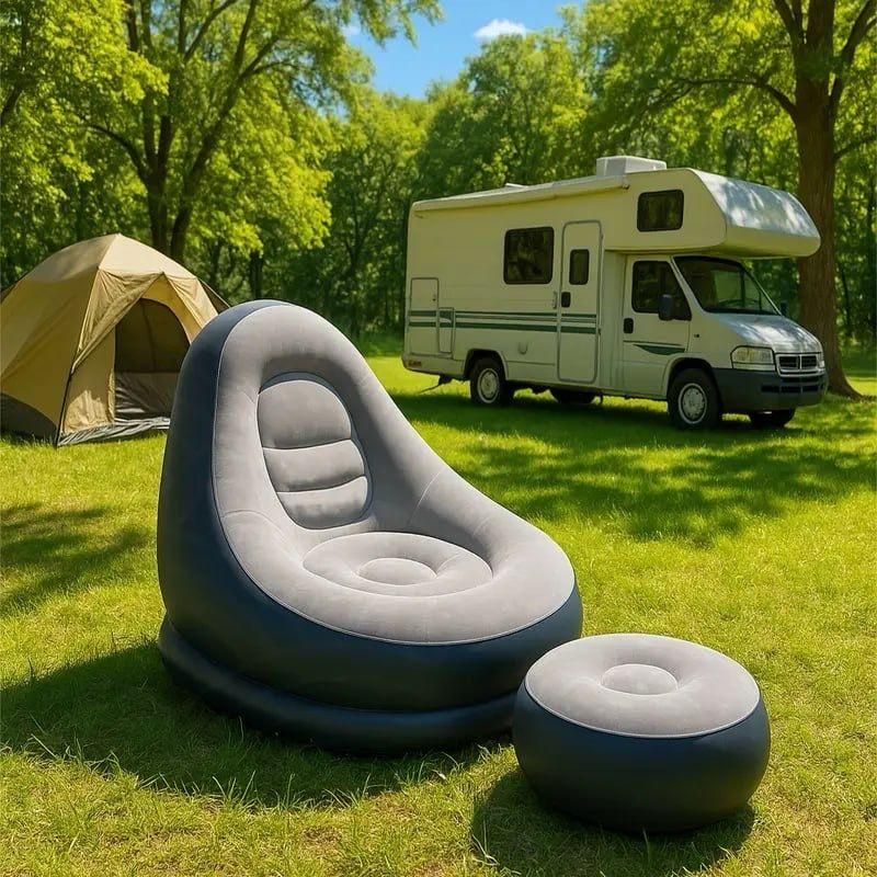 2 in 1 Inflatable Sofa , Foot Rest With Electrical Air Pump