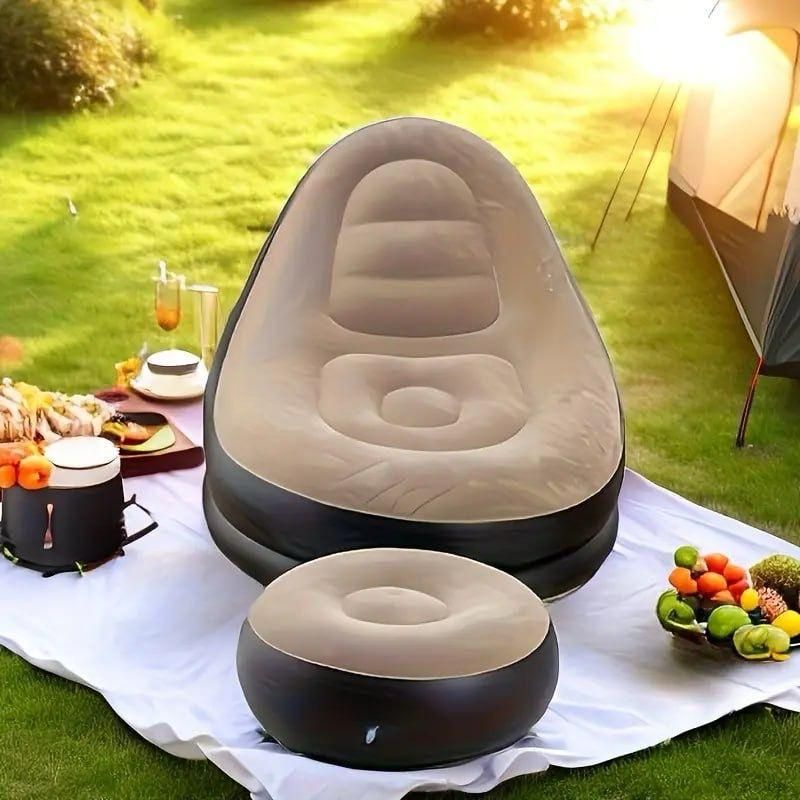 2 in 1 Inflatable Sofa , Foot Rest With Electrical Air Pump